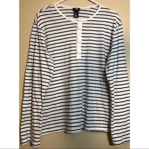 H&M Striped White & Navy Long Sleeved Shirt